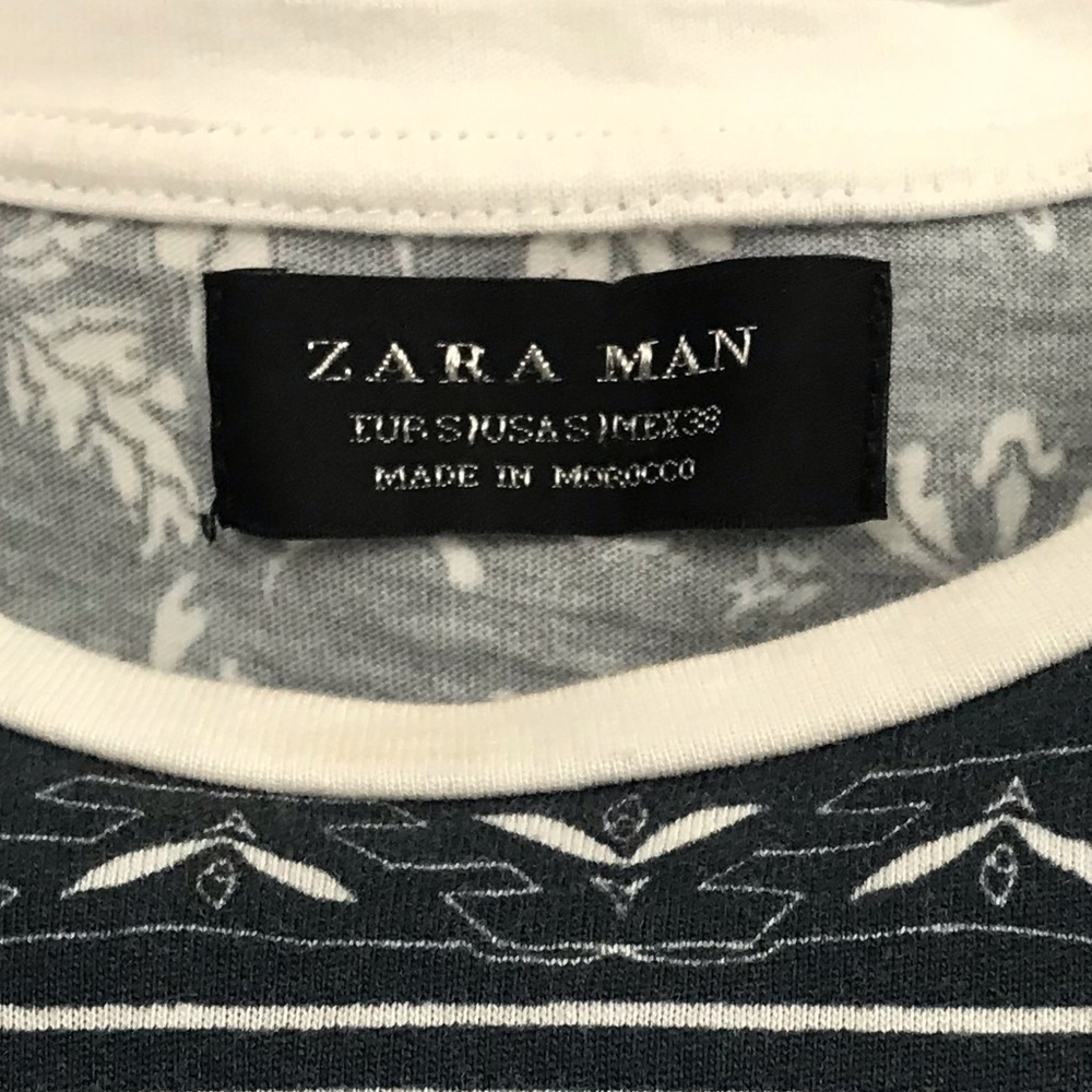 Zara Man men’s blue and white tshirt size small - Picture 3 of 3